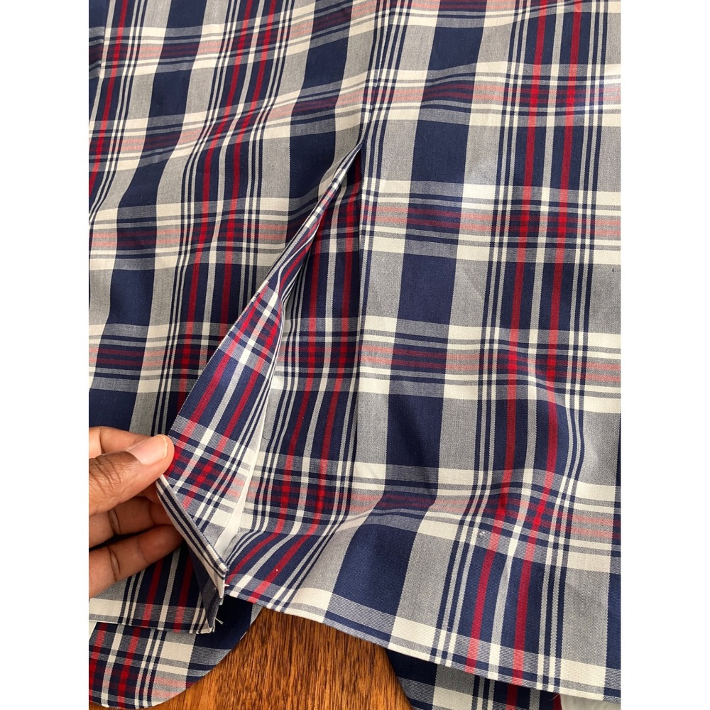Alan Flusser Mens 44R Blazer Sport Coat Navy Blue Red White Plaid Cotton Blend - Picture 7 of 12